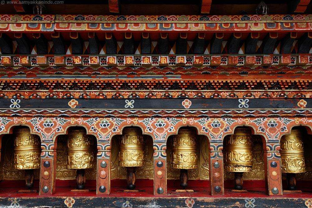 Prayer Wheels inside Punakha DZong
