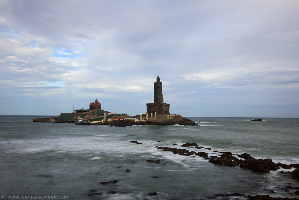 The Vivekananda Rock Memorial and  Thiruvalluvar Statue both are inside the sea