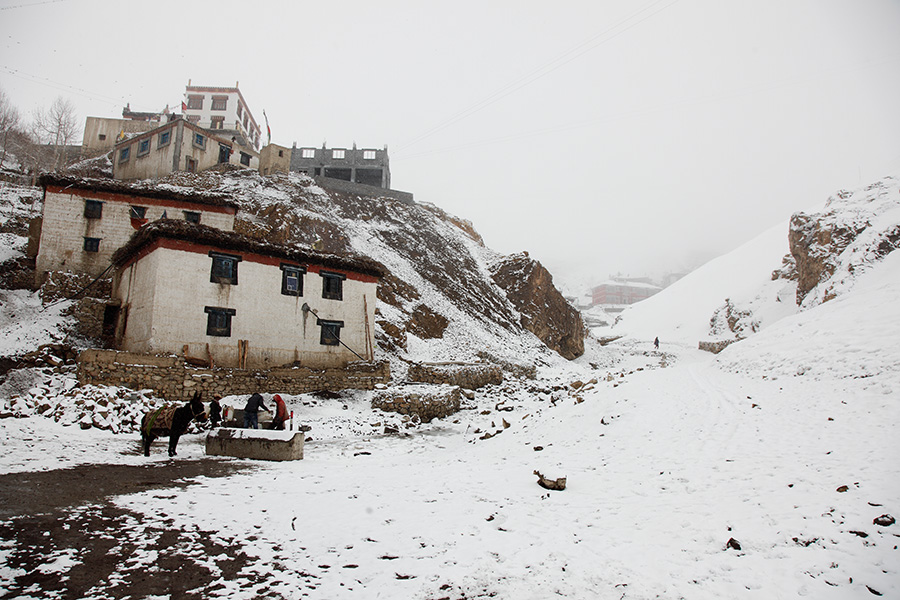 Kibber Village in snow